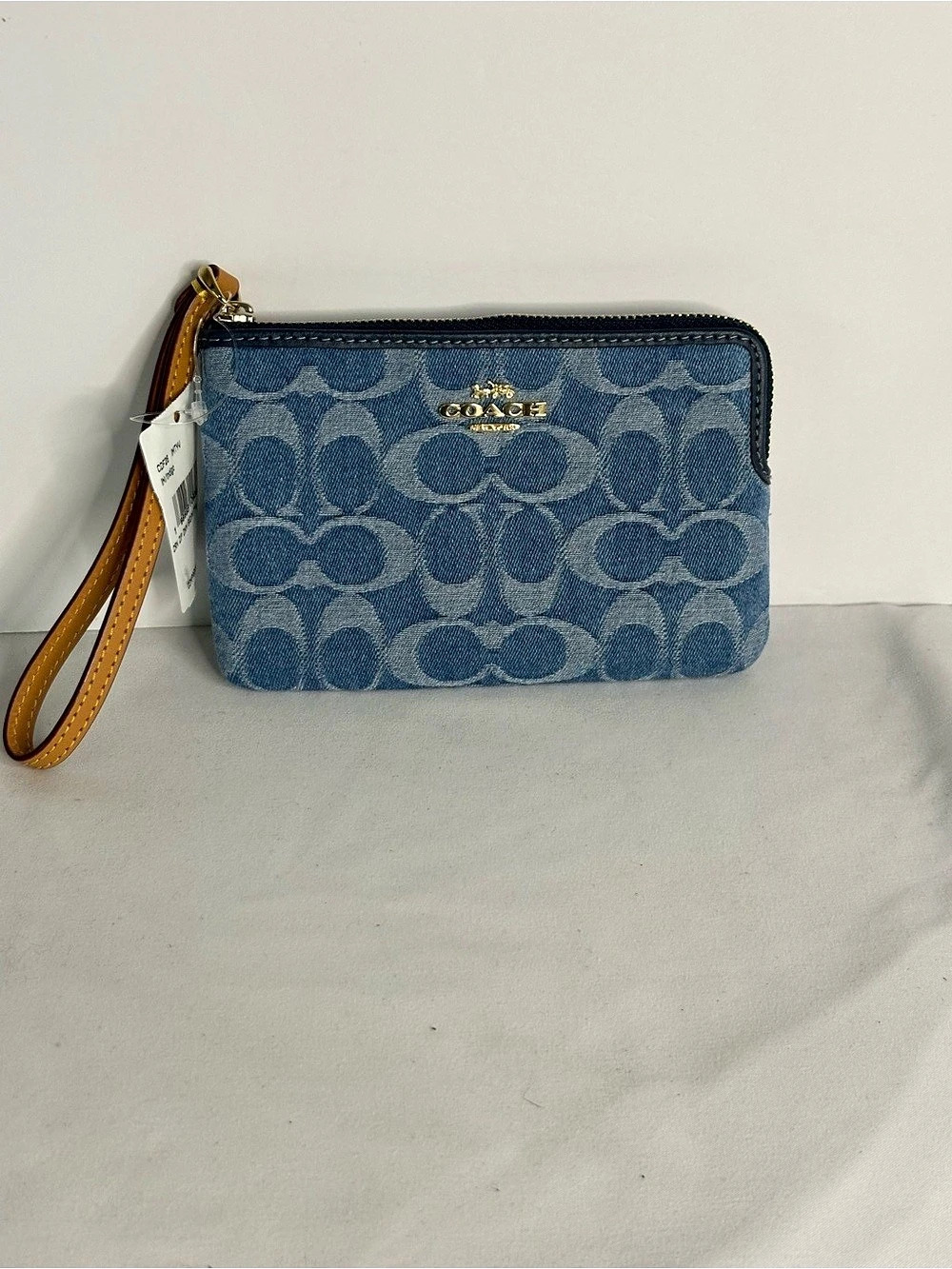 Coach CDF26 Corner Zip Wristlet in Signature Denim